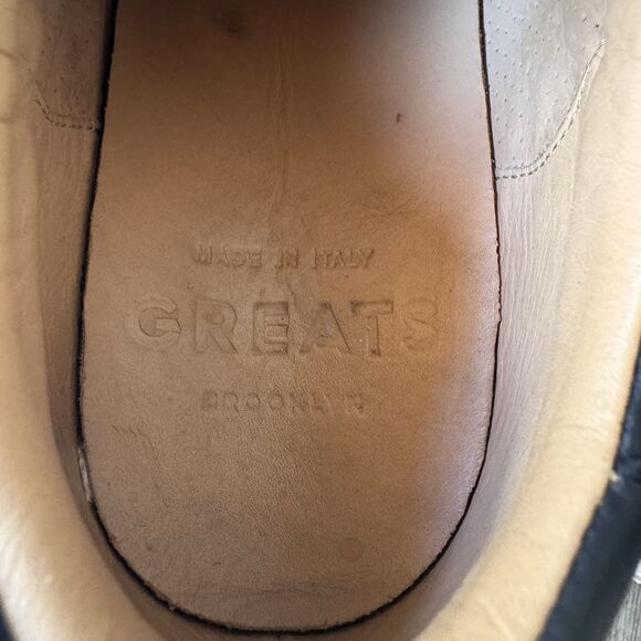 Greats Royale Nero Black Leather Sneakers Made In Italy Unisex US Size 8 EUR 38 - Picture 3 of 14